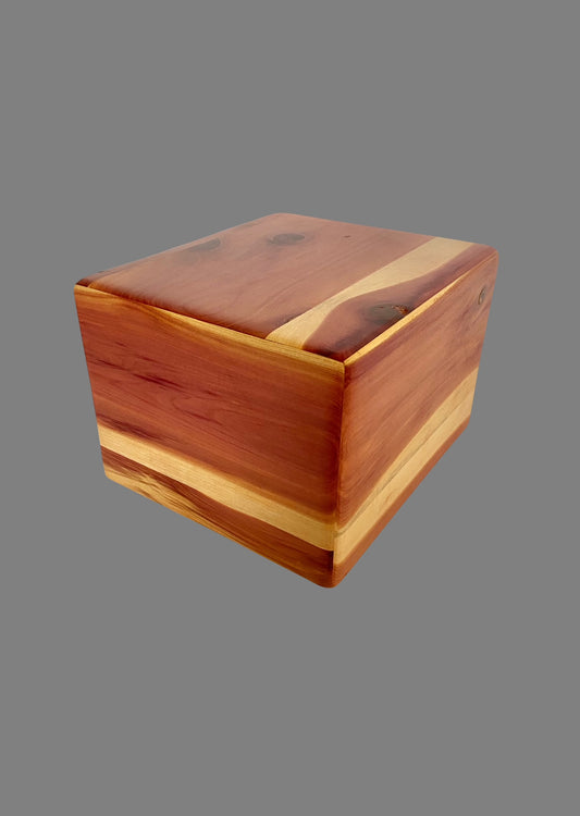Minimalist Urn-Aromatic Cedar, for Adult Human Ashes, up to 280 pounds, rounded edges