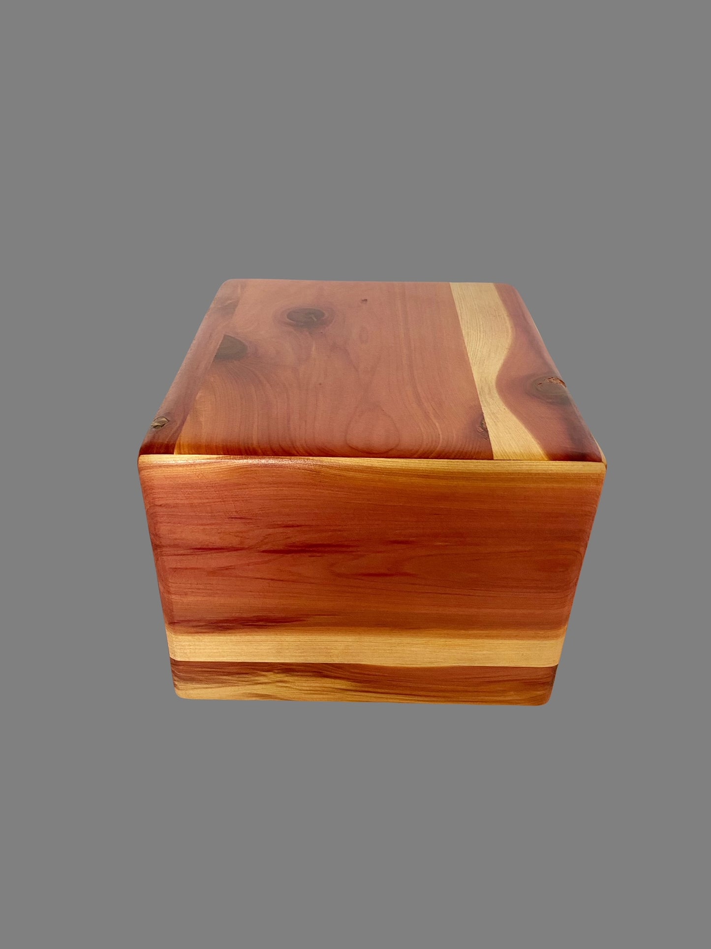 Minimalist Urn-Aromatic Cedar, for Adult Human Ashes, up to 280 pounds, rounded edges