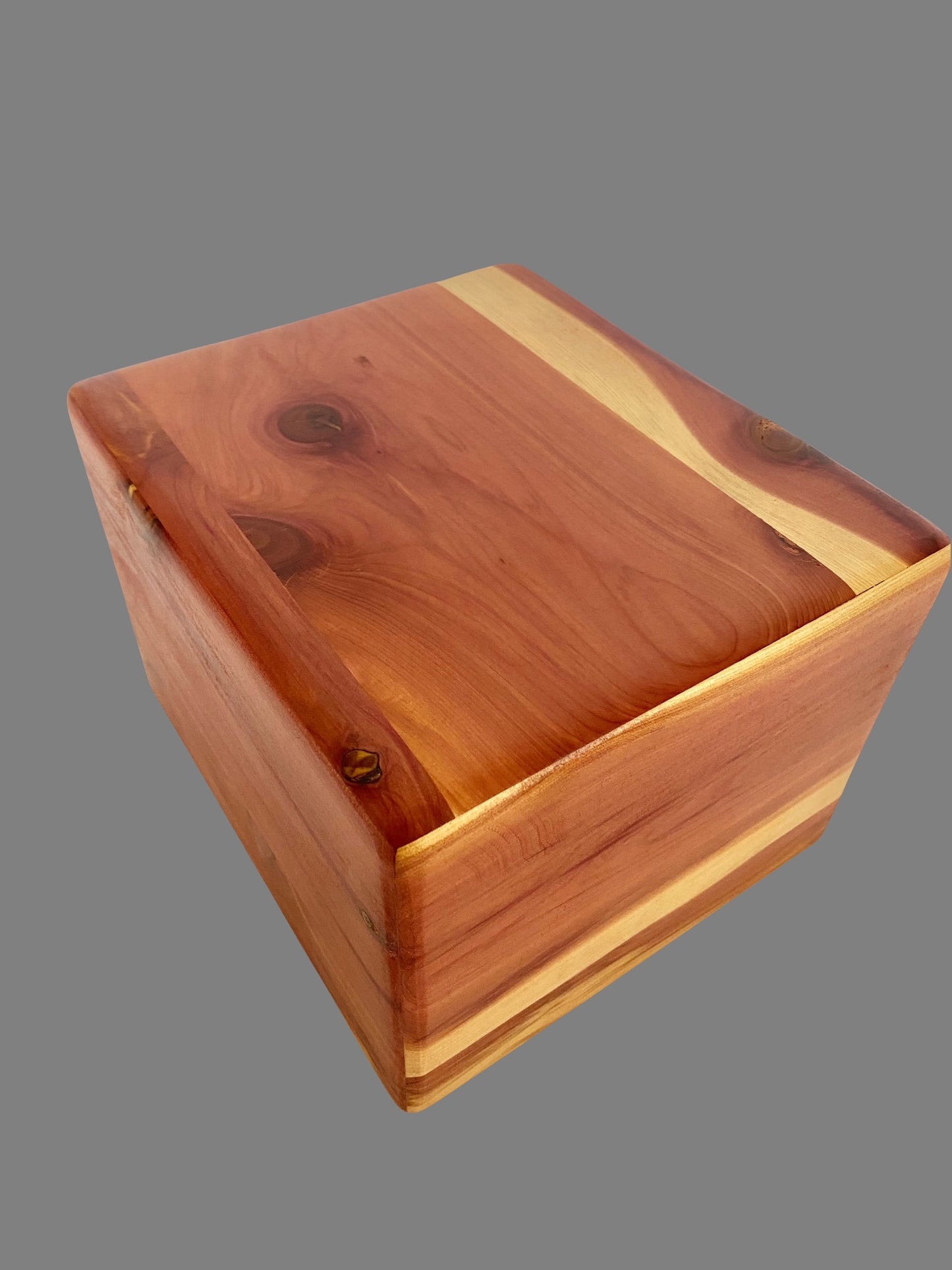 Minimalist Urn-Aromatic Cedar, for Adult Human Ashes, up to 280 pounds, rounded edges