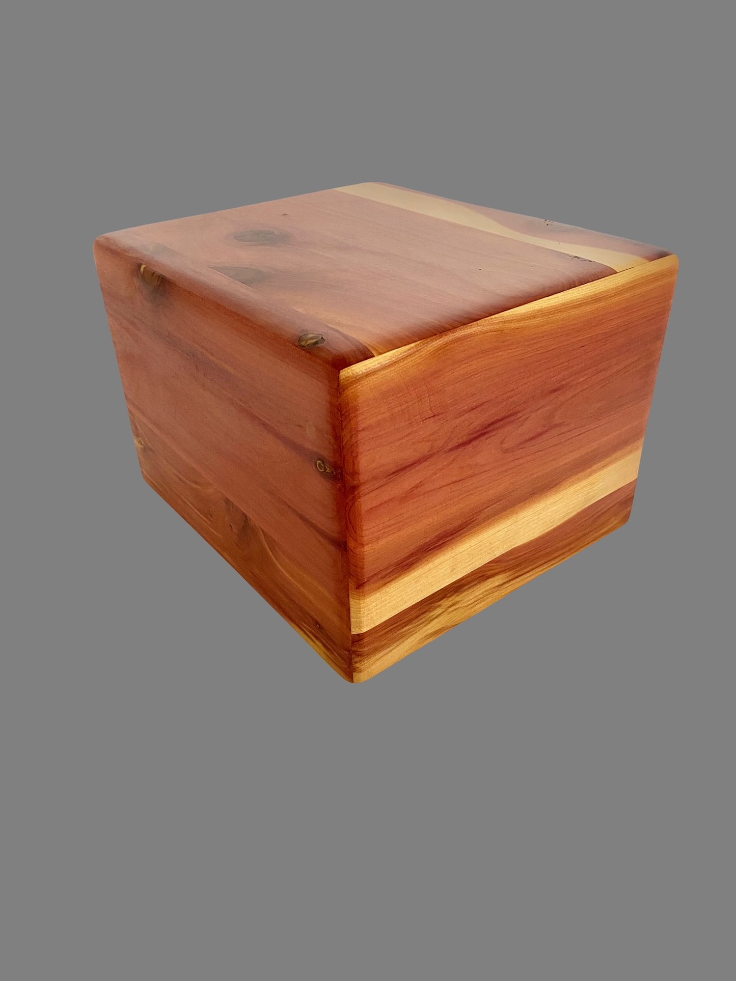 Minimalist Urn-Aromatic Cedar, for Adult Human Ashes, up to 280 pounds, rounded edges