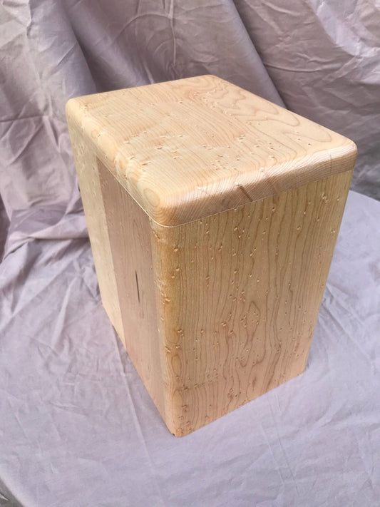 Birdseye Maple Cremation Urn for Adult Human Ashes, up to 280 pounds, Naturalist model