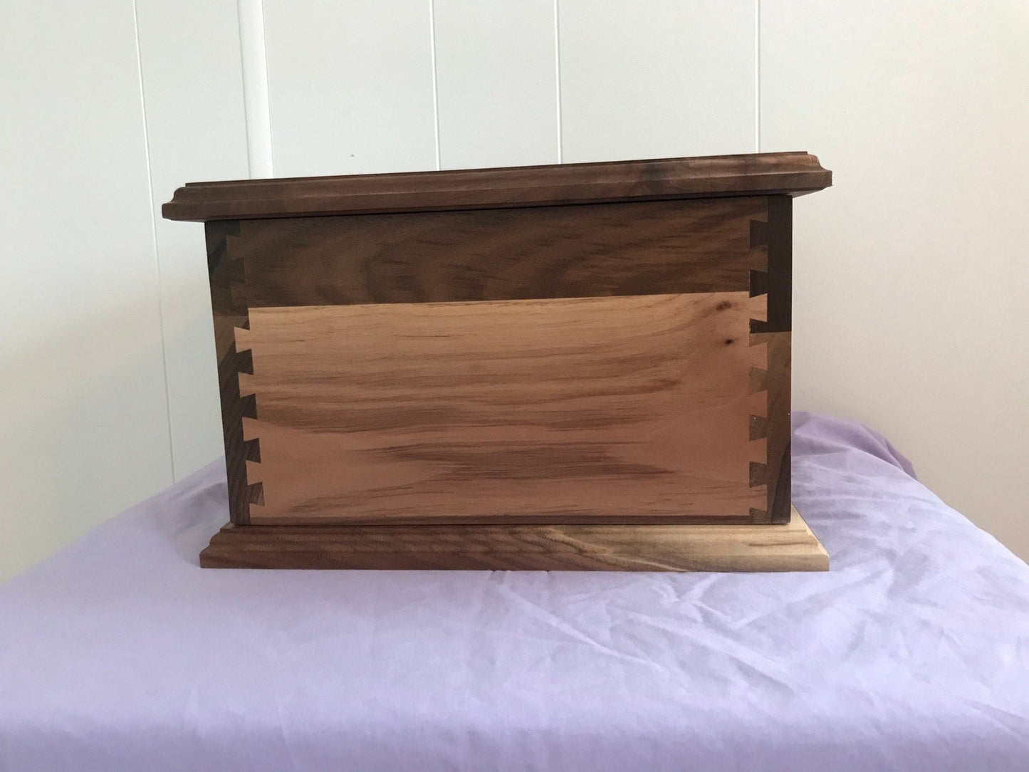 Black Walnut Dovetail Cremation Urn for Adult Human Ashes, up to 350 pounds, or Companion urn