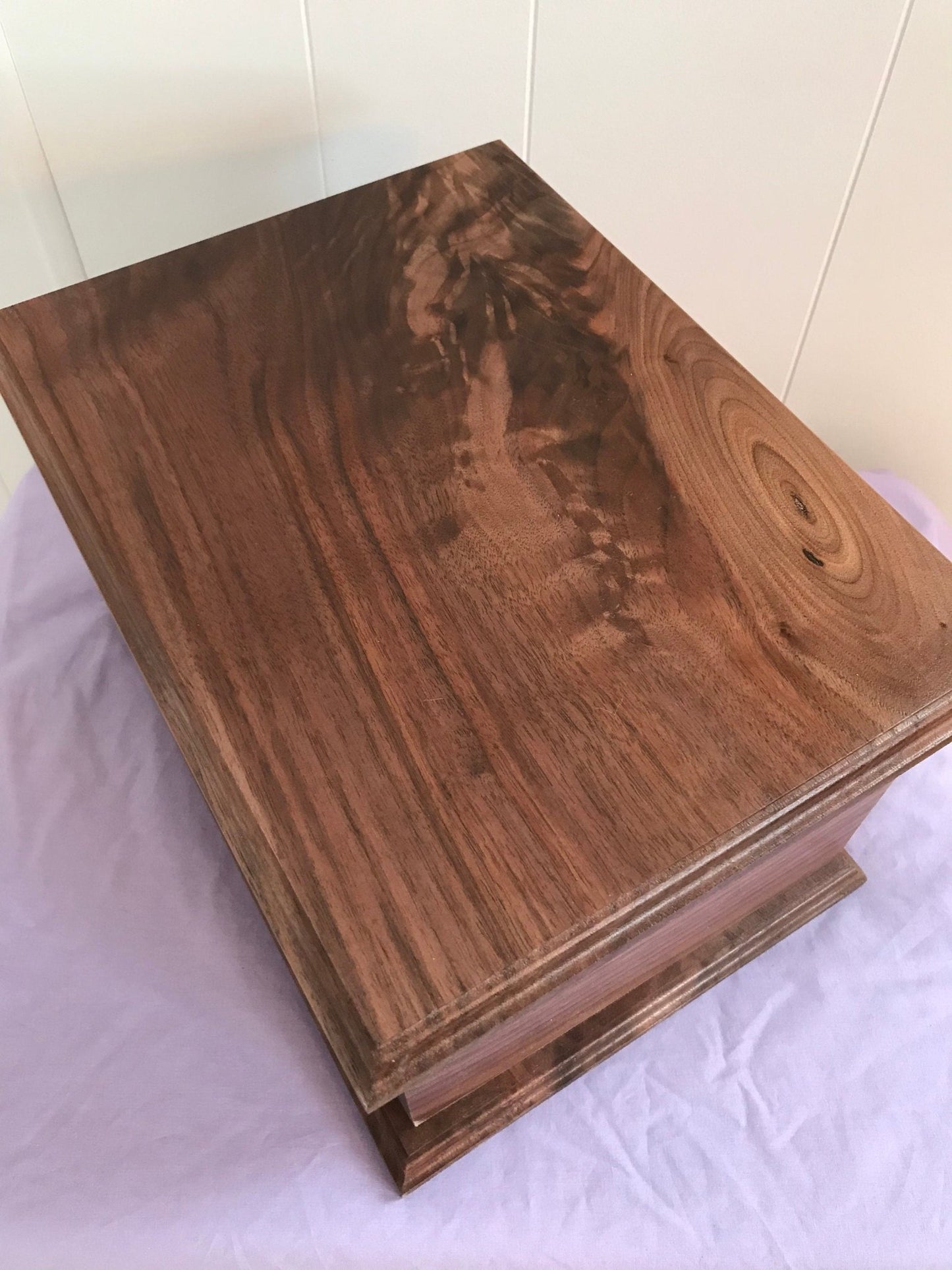 Black Walnut Dovetail Cremation Urn for Adult Human Ashes, up to 350 pounds, or Companion urn