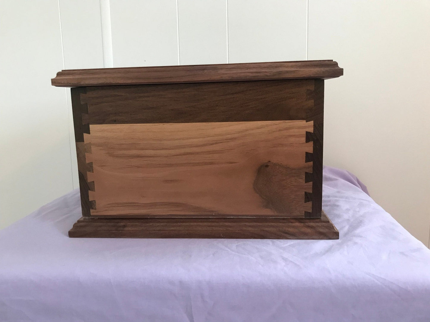 Black Walnut Dovetail Cremation Urn for Adult Human Ashes, up to 350 pounds, or Companion urn