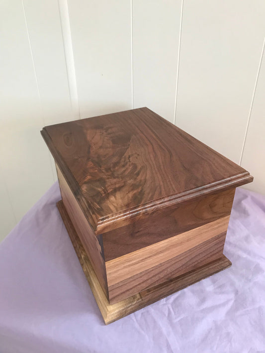 Black Walnut Dovetail Cremation Urn for Adult Human Ashes, up to 350 pounds, or Companion urn