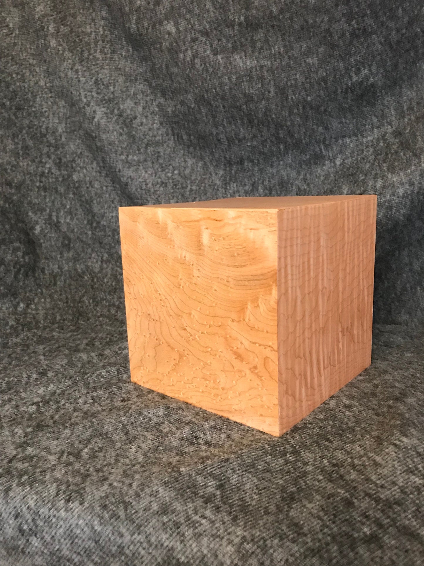 Birdseye Maple Cube Urn for Small Human or Pet Ashes, up to 90 pounds