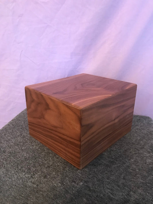 Minimalist Cremation Urn-Black Walnut-Rounded Edges, for Adult ashes, up to 280 pounds